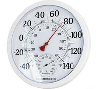 Thermomètre analogique rond avec hygromètre pour ronds blancs (blanc) | Double pour affichage de l'échelle, pour Fahrenheit et pour celsius, grand bouton rotatif, facile à lire