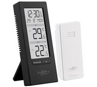 Infactory Thermomètre avec horloge radio-pilotée et capteur extérieur - coloris noir