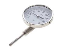 Thermomètre bimétallique en acier inoxydable de 0 à +160°C Cabinet de 100 mm Fond de tige de 63 mm
