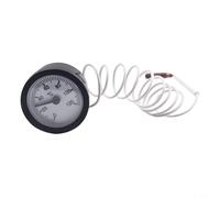 Thermomètre capillaire en laiton 0-120 °C avec capteur de 1 m - Précision ± 2 % - Jauge de température à distance pour chaudière à eau et huile - Écran noir et blanc de 5,5 cm