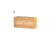 Thermomètre de calendrier en bois moderne en bois usb / aaa numérique led réveil - kaki