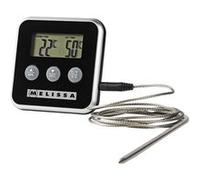 Thermomètre De Cuisson Numérique Avec Sonde Déportée Et Minuterie D'alarme Melissa Noir / Argent