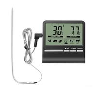 Thermomètre de four avec sonde pour barbecue, grill, rôtir, cuisson, viande, huile et contrôle de la température des aliments (noir 0-250 °C)
