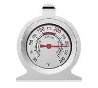 Thermomètre de four en 304, thermomètre de four mécanique 50-300°C/100-600°F, résistant à la chaleur avec couvercle en verre, à poser ou à suspendre, alimenté par piles pour barbecue et cuisine (C)