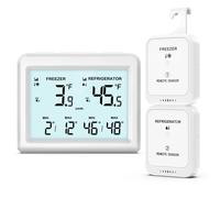 Thermomètre de Frigo Congélateur, Thermomètre de Réfrigérateur Sans Fil avec 2 Capteurs, Alarme Sonore, Min/Max