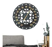 Thermomètre de patio traditionnel - Thermomètres de jardin | Thermomètre | Horloge murale vintage avec thermomètre pour jardin extérieur, fabriquée en résine avec aspect métal