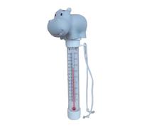 Thermomètre de piscine flottant, mignon en forme d'hippopotame, taille, facile à lire et incassable, facile à lire avec ficelle pour piscines, spas, étangs
