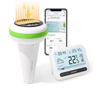 Thermomètre de piscine sans fil - Énergie solaire - WiFi - IP68 étanche - Avec moniteur intérieur