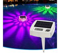 Thermomètre de piscine solaire numérique 2 en 1 et éclairage de piscine, thermomètre flottant avec grand écran LCD et éclairage LED RVB, thermomètre-étanche IP68 pour