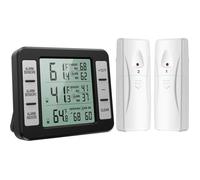 Thermomètre de réfrigérateur congélateur numérique sans fil intérieur / extérieur avec 2 capteurs sans fil, alarme sonore,