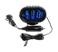 Thermomètre de voiture complet et horloge numérique avec voltmètre pour une lecture précise du véhicule (bleu)