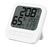 Thermomètre D'intérieur Électronique Hygromètre, Écran Lcd, Blanc | Capteur Intégré, Support Pliable et Trou Mural, Mesure de 10 à 50 °c et 20 % D'humidité