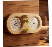 Thermomètre et hygromètre de sauna, jauge d'accessoires de sauna en bois avec sablier 15 minutes, support mural mécanique en pin pour la surveillance la pièce, vert, thermomètre