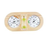 Thermomètre et hygromètre de sauna, jauge d'accessoires de sauna en bois avec sablier 15 minutes, support mural mécanique en pin pour la surveillance la pièce, vert, thermomètre