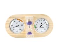 Thermomètre et hygromètre de sauna jauge d'accessoires de sauna en bois avec sablier 15 minutes support mural mécanique en pin pour la surveillance la pièce violet