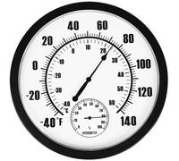 Thermomètre et hygromètre intérieur/extérieur de 10 pouces - Mesure de -40 à 50 °C et de 0 à 100 % d'humidité relative