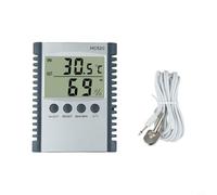 Thermomètre et hygromètre numérique électronique pour intérieur et | Boitier en plastique, indicateur de sécheresse / confort / humidité, mémoire min/max, câble de sonde de 2 m,