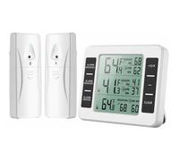 Thermomètre Frigo, Thermometre Réfrigérateur avec Alarme Congélateur, Thermomètre Intérieur Extérieur Sans Fil avec 2