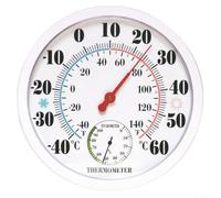 Thermomètre hygromètre analogique d'intérieur et d'extérieur rond blanc de | Plage précise de -40 °C à 60 °C, 0 à 100 % d'humidité, résistant aux intempéries, blanc transparent pour cadran