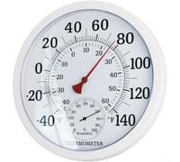 Thermomètre hygromètre analogique pour intérieur et extérieur, double échelle Fahrenheit pour celsius, grandes lectures pour maison, terrasse, garage, serre, blanc