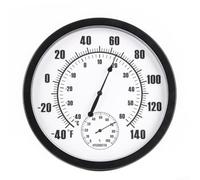 Thermomètre hygromètre analogique rond pour blanc noir 25 cm thermomètre hygromètre intérieur extérieur plastique robuste jauge de température ambiante double pour échelle pour celsius pour la