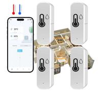 Thermomètre Hygromètre Connecté - 4 Pièces WiFi 2.4GHz Tuya/Smart Life - Compatible Alexa et Google Home pour Maison et Série Bébé
