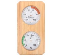 Thermomètre Hygromètre de Sauna Mural en Bois Beige à Double Affichage | Mesure Mécanique de Température et Humidité, Affichage Simultané, Installation Verticale, pour Vapeur et Sauna