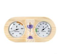 Thermomètre hygromètre en bois avec double affichage et sablier de 15 minutes pour contrôler la chaleur et l'humidité Violet