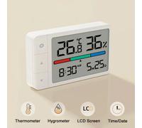 Thermomètre hygromètre intelligent MiaoMiaoCe, multifonction, horloge, affichage numérique, station météo, capteur pour la maison White