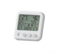 Thermomètre Hygromètre Intérieur Écran LCD 98mm Horloge(A) | Écran LCD géant 98mm, lecture pour facile, affiche pour temp, humidité, heure, date, pour idéal seniors