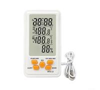 Thermomètre hygromètre intérieur extérieur double sonde | Grand écran LCD, lisibilité claire, valeurs intérieures et extérieures, idéal pour le salon et le bureau