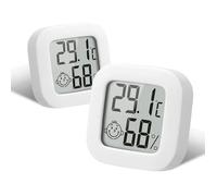 Thermomètre Hygromètre Intérieur - Mini - Blanc - Lot de 2 - Écran LCD - Sans fil
