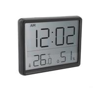 Thermomètre hygromètre numérique, appareil multifonction avec grand écran LCD, 3 modes de lecture, support mural, interrupteur 12/24 heures pour la maison, la cuisine, le bureau (noir)
