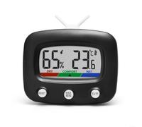 Thermomètre hygromètre numérique avec écran couleur LCD, design rétro pour mini TV pour intérieur et extérieur, moniteur de température ambiante et d'humidité précis, décoration de bureau en noir