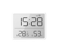 ThermomèTre HygromèTre NuméRique avec Horloge Moniteur D'Humidité Minuterie Alarme pour Bureau à Domicile Chambre BéBé Blanc