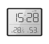 Thermomètre-hygromètre numérique avec horloge, thermomètre intérieur, grand écran, design d'aspiration magnétique, horloge de température et d'humidité 9,3 x 7,3 x 1,5 cm (noir)