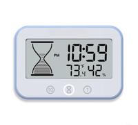 Thermomètre hygromètre numérique avec minuterie, horloge murale étanche IP56 pour cuisine, salle de bain, mesure, température, humidité, contrôle tactile (bleu)