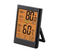 Thermomètre hygromètre numérique d'intérieur avec écran tactile et écran rétroéclairé, support magnétique, blanc, moniteur précis de température et d'humidité pour la maison (noir)