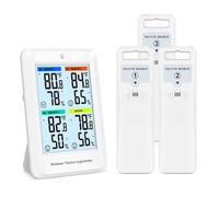 Thermomètre Hygromètre Numérique d'Intérieur Extérieur, Station Météo Sans Fil, Thermomètre de Réfrigérateur avec 3 Capteurs