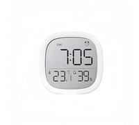 Thermomètre Hygromètre Numérique Intérieur Extérieur avec Réveil pour Bureau Placement Magnétique (Blanc)