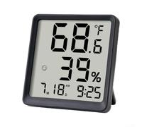 Thermomètre Hygromètre Numérique Intérieur LCD Grand Écran | Écran LCD géant, chiffres clairs, icônes smiley confort, noir élégant, lecture instantanée