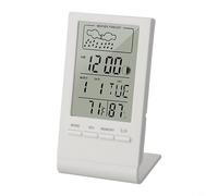 Thermomètre hygromètre numérique LCD avec enregistrement maximal, min et moniteur d'humidité intérieure et de température, avec horloge, calendrier et station météo, pour la maison (blanc)