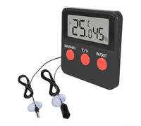 Thermomètre hygromètre numérique LCD pour intérieur et extérieur avec sonde de mesure, moniteur de température et d'humidité pour reptiles, incubateur, soins des animaux domestiques, noir