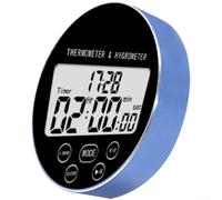 Thermomètre hygromètre numérique, minuterie, écran LCD, moniteur d'environnement intérieur, fonction compte à rebours, écran rétroéclairé avec mémoire, utilisation au bureau à domicile (bleu)