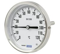 Thermomètre industriel bimétallique en acier inoxydable de 0 à +120°C Cabinet de 63mm Tige arrière de 200mm