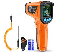 Thermomètre Infrarouges MESTEK -50 ℃ ~ 800℃ Laser Digital Thermometre et Sonde Pistolet Température IR Sans Contact LCD Alarme et Émissivité Réglable pour Cuisine/Pizza Industrial