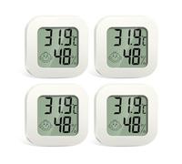 Thermometre Interieur 4 Pièces,Mini Hygromètre Thermomètre Digital Thermomètres Chambre Termometre Humidimètre LCD Hygrometre(Blanc)