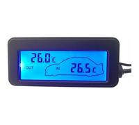 Thermometre Interieur Exterieur pour Voiture DC12V Thermomètre De Voiture Rétro-Éclairage Mini Thermomètre LCD Voiture (bleu)