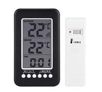 Thermometre interieur exterieur sans fil, Accueil Thermomètre, LCD Numérique Thermomètre intérieur extérieur Horloge Compteur de température Transmetteur sans Fil avec