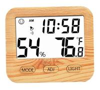 Thermomètre Intérieur Hygromètre Numérique, Jauge D'humidité À Température En Bois Avec Horloges De Bureau Pour Chambre Et Bureau